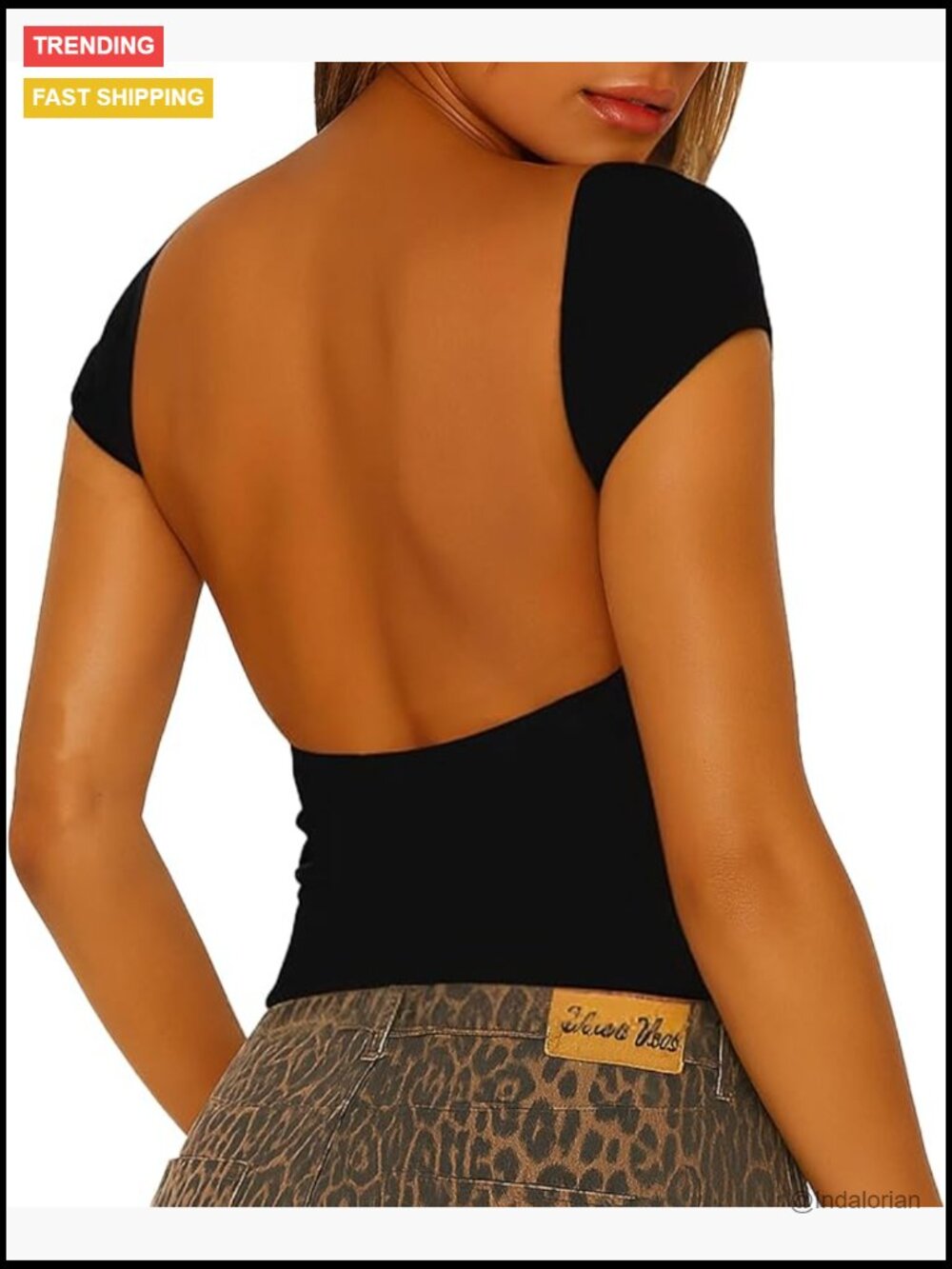 Sexy Backless Crop Tee Slim Fit Crewneck Summer Y2K Top